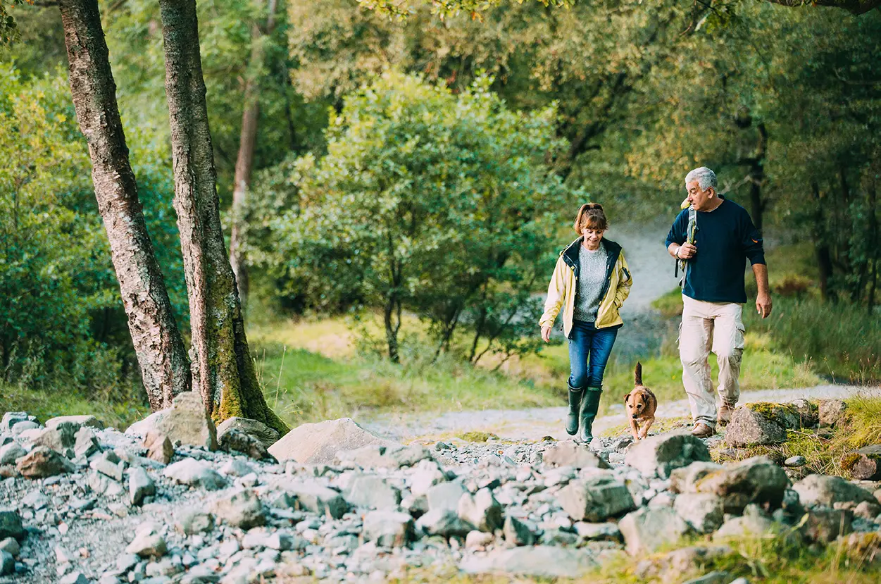 couple with their dog